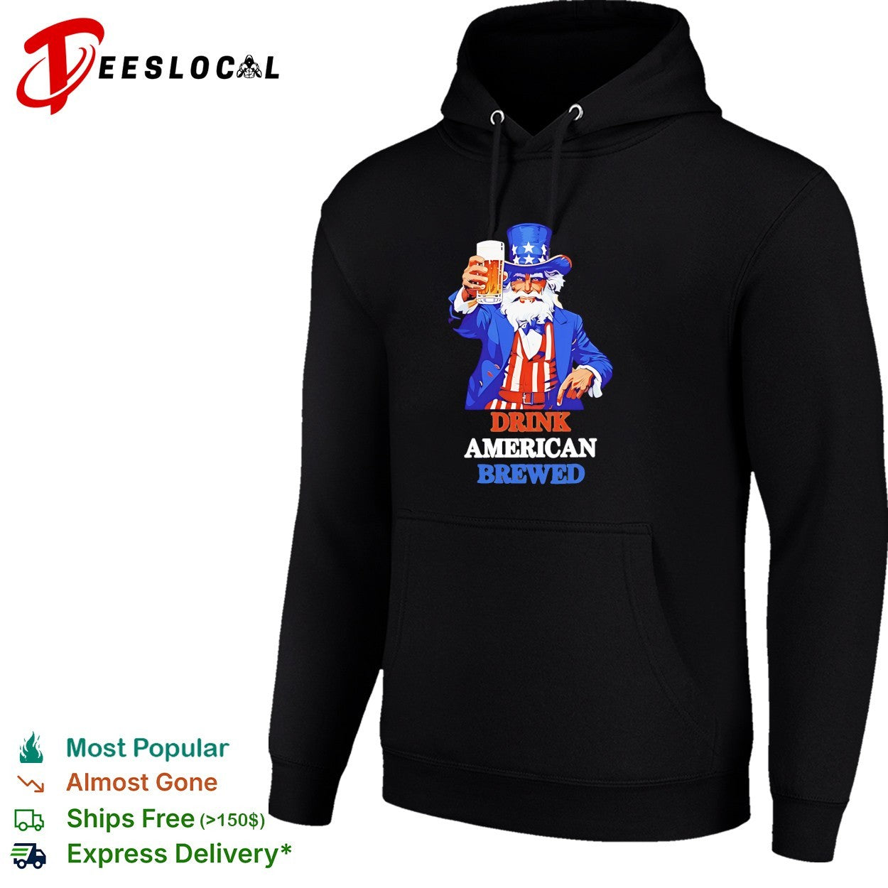 Uncle Sam holding beer mug drink American brewed patriotic shirt