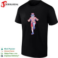 Uncle Sam raising leg to kick soccer ball USA flag shirt
