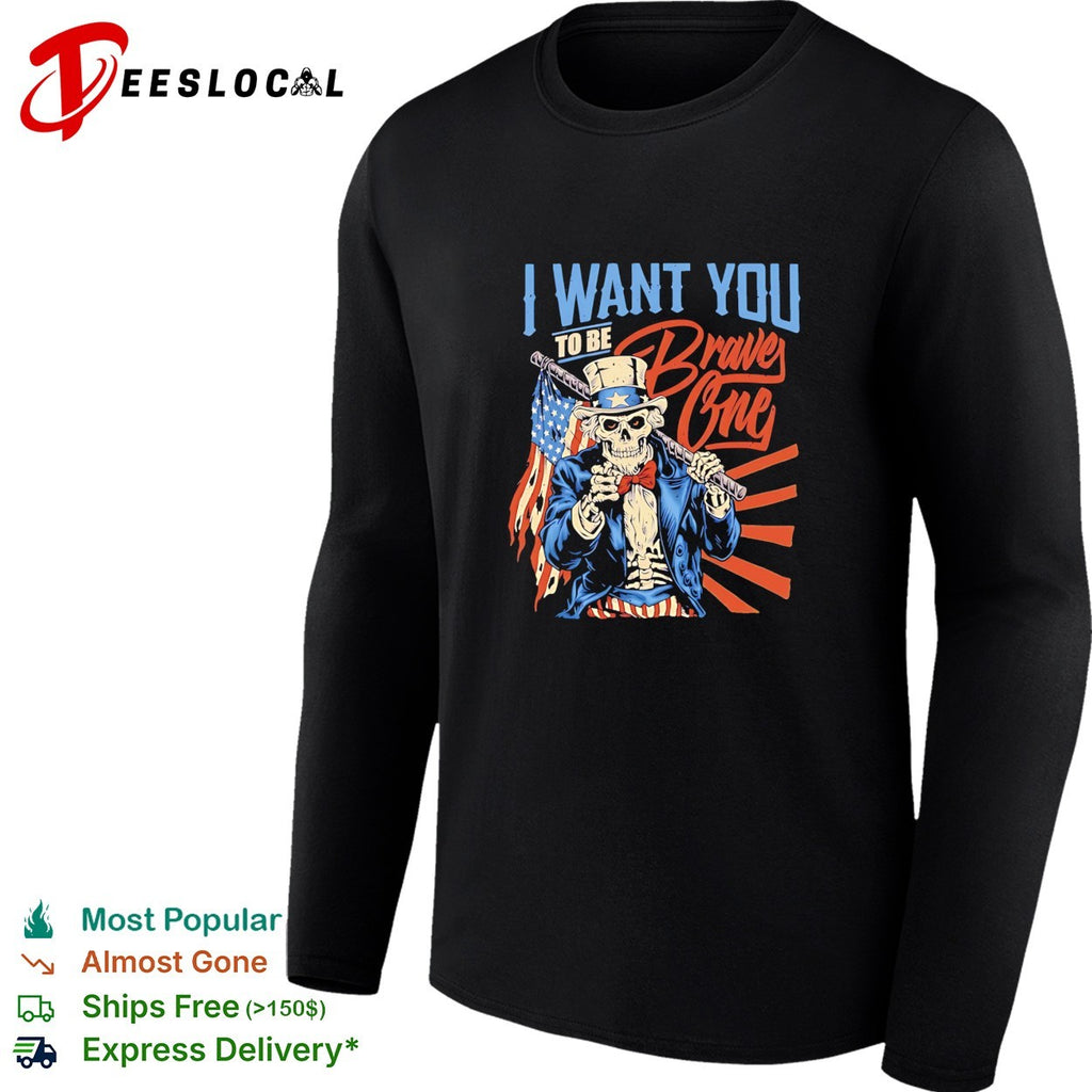 Uncle Sam skeleton I want you to be Braves One Atlanta Braves baseball bat shirt