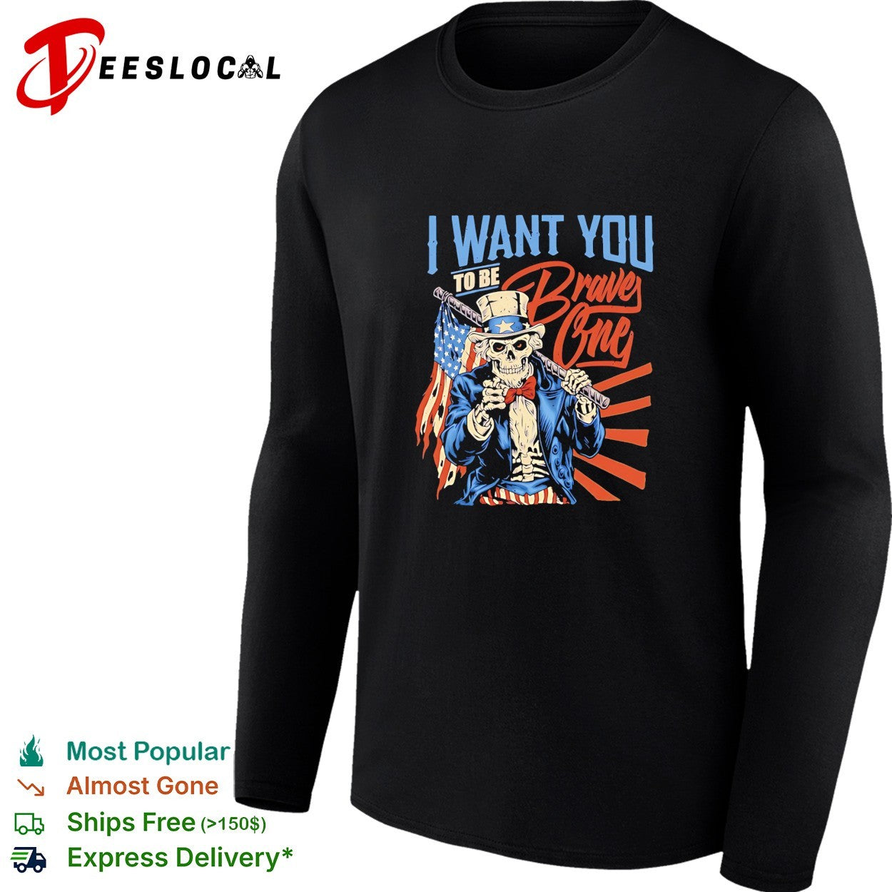 Uncle Sam skeleton I want you to be Braves One Atlanta Braves baseball bat shirt