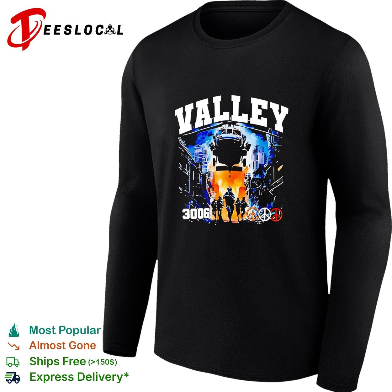 Valley 3006 peace squad graphic shirt