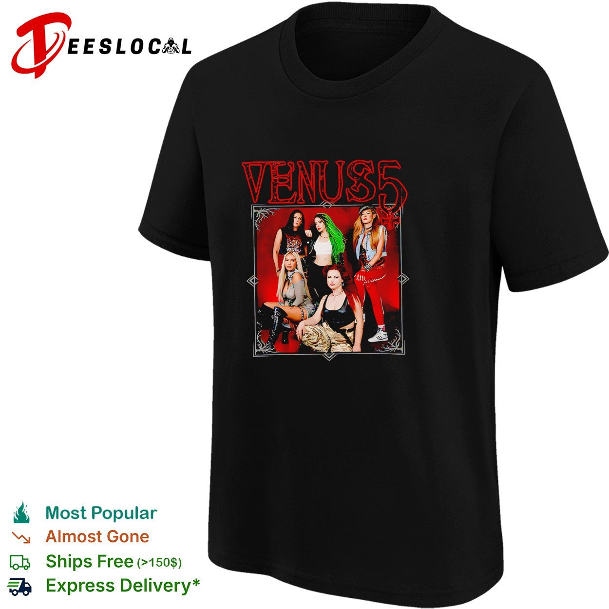 Venus 5 band members posing shirt