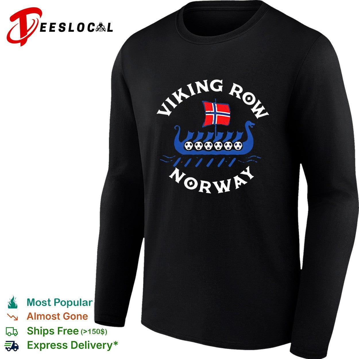 Viking Row Norway soccer boat Viking ship sport flag shirt