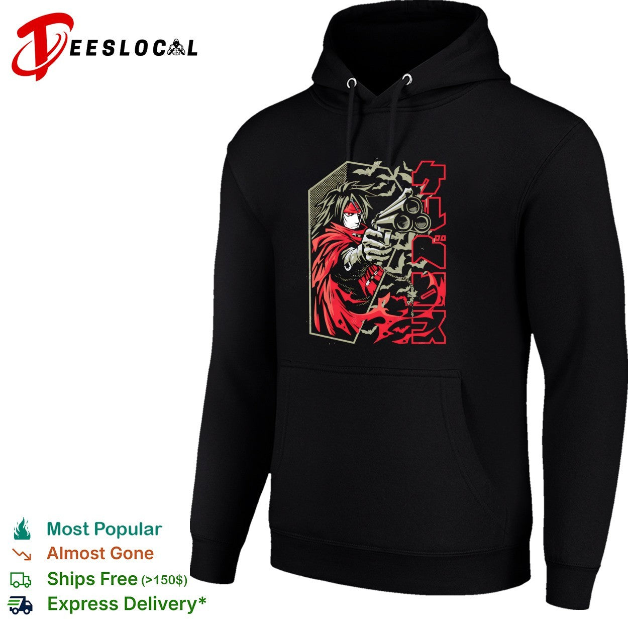 Vincent Valentine from Final Fantasy VII holding his triple-barrel revolver Lock n Load shirt