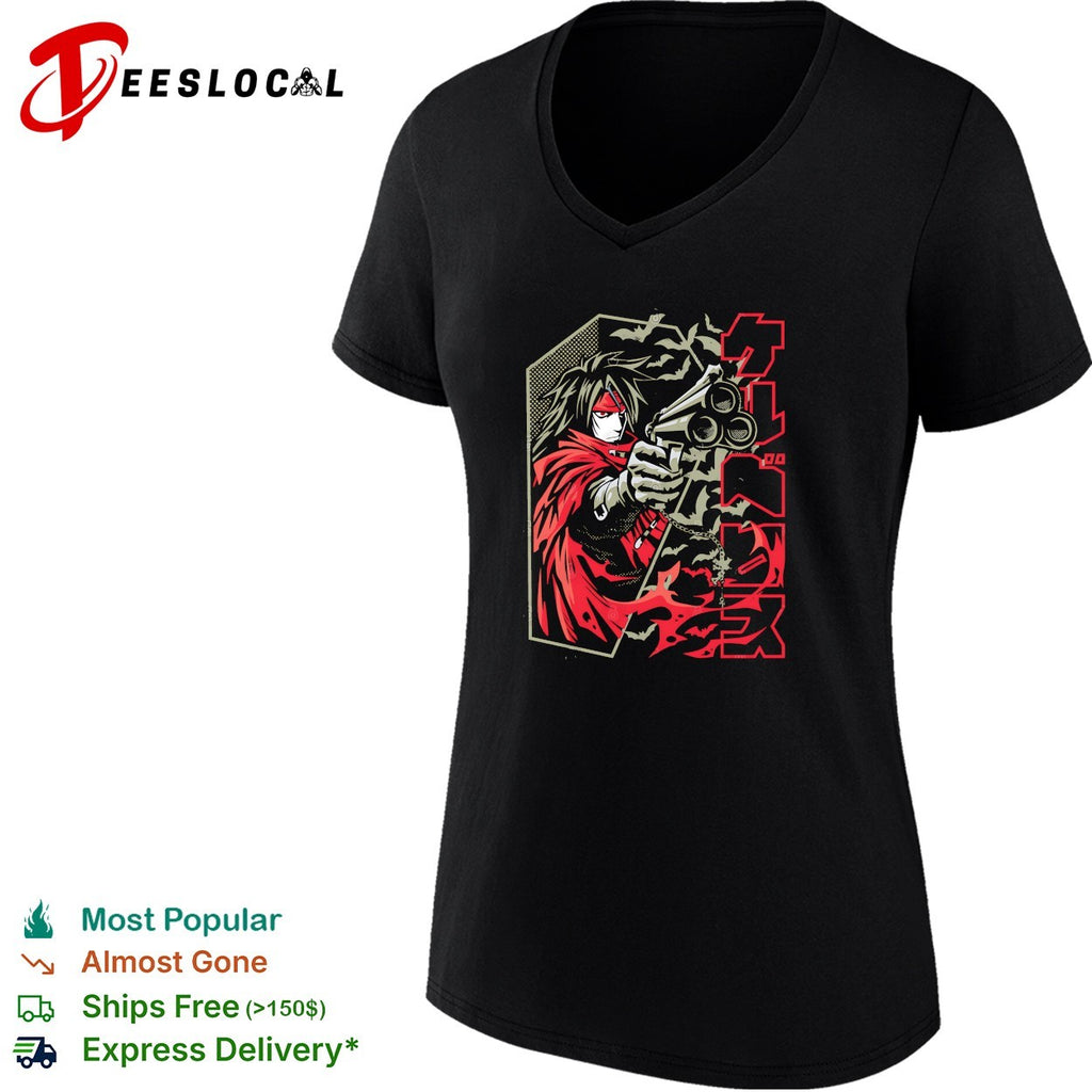 Vincent Valentine from Final Fantasy VII holding his triple-barrel revolver Lock n Load shirt
