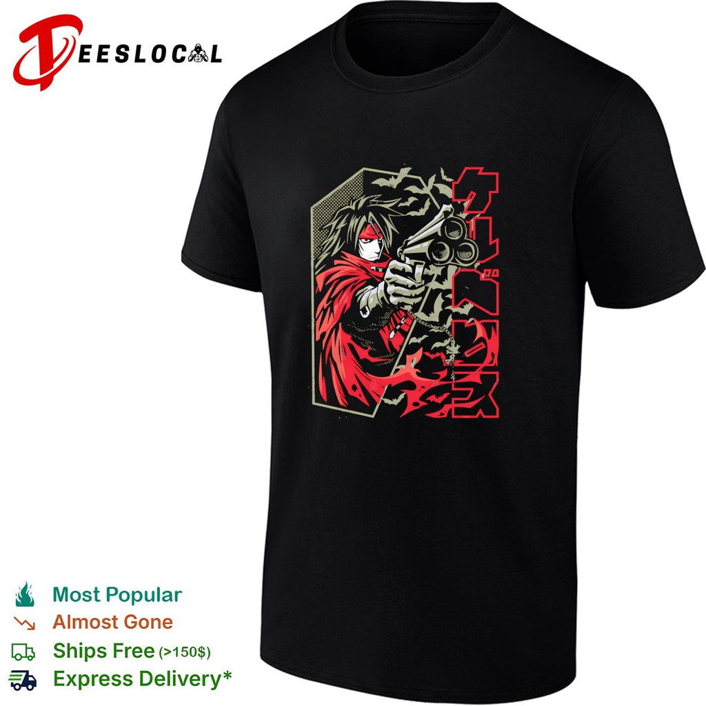 Vincent Valentine from Final Fantasy VII holding his triple-barrel revolver Lock n Load shirt