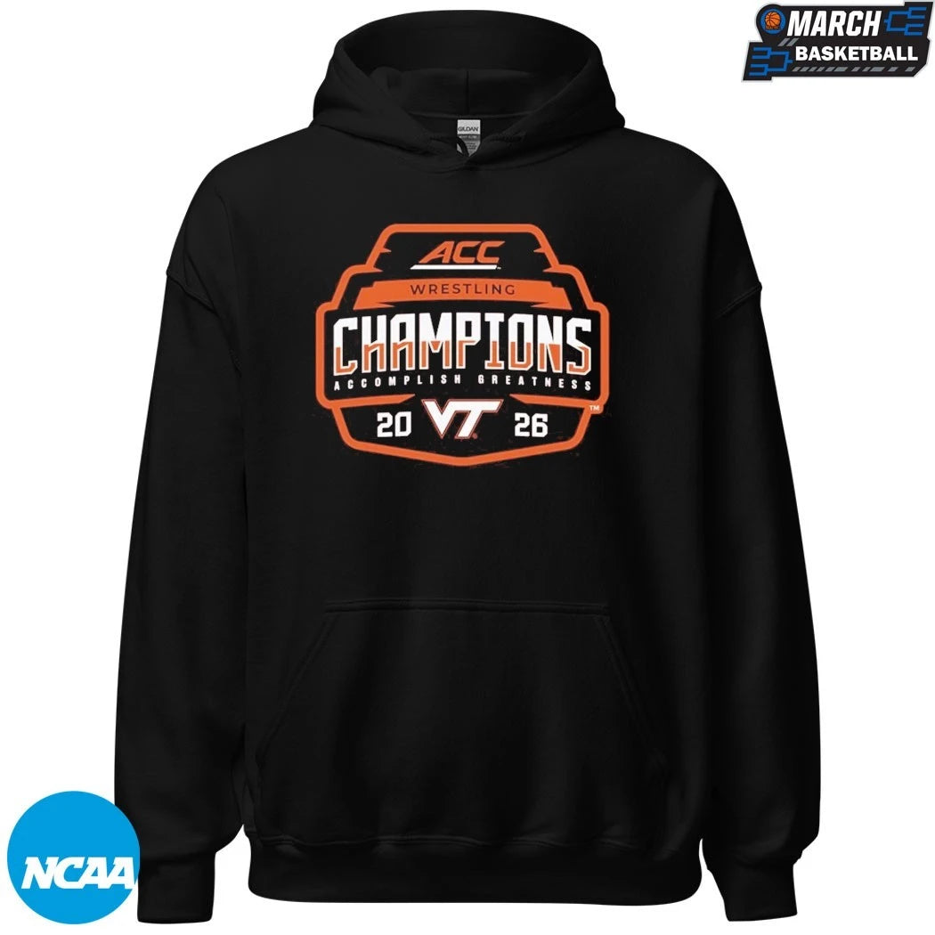 Virginia Tech Hokies 2026 ACC Men’s Wrestling Tournament Champions T-Shirts