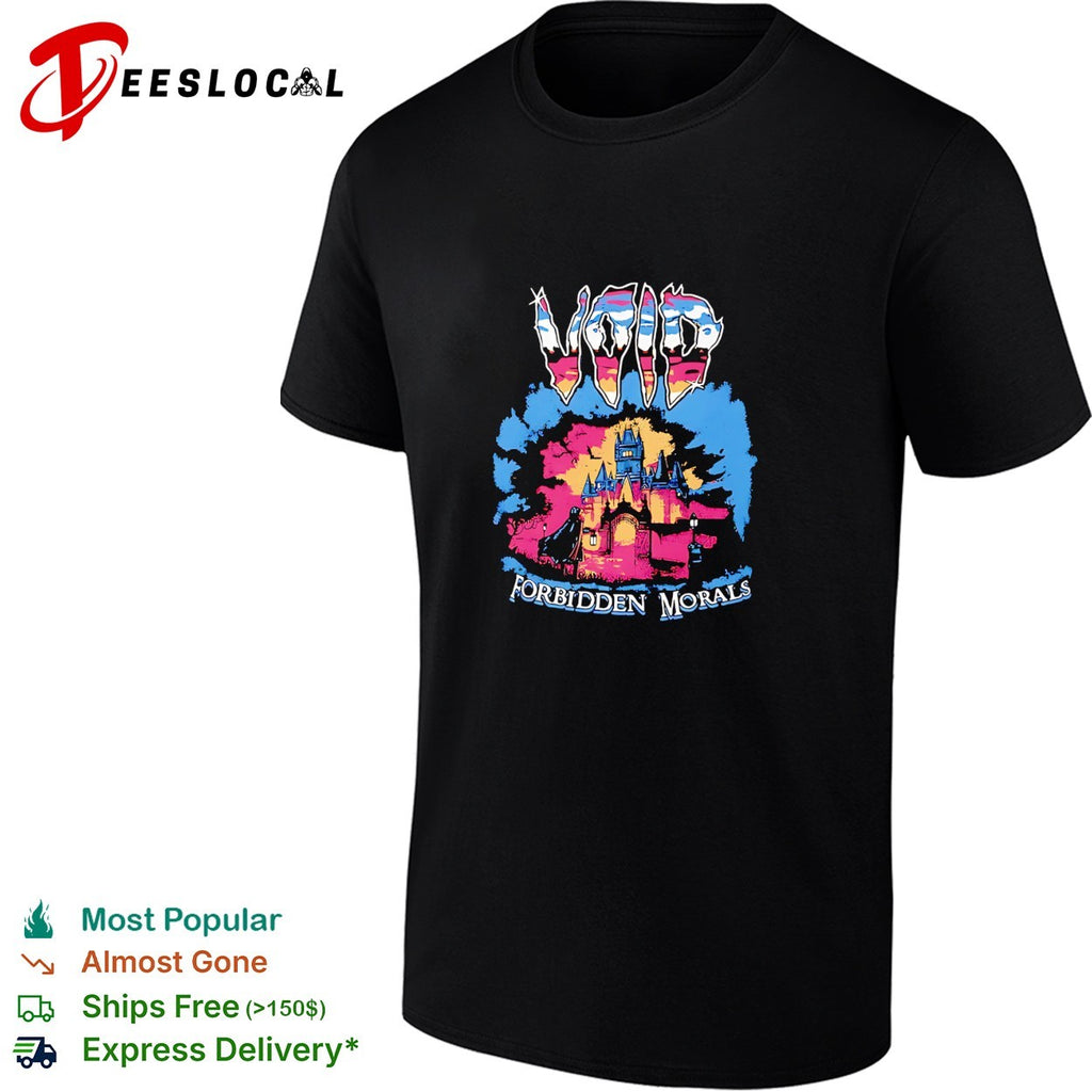 Void Forbidden Morals haunted castle dark figure colorful shirt