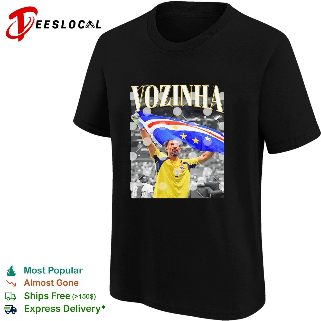 Vozinha Goalkeeper holding Cabo Verde flag at World Cup 2026 shirt