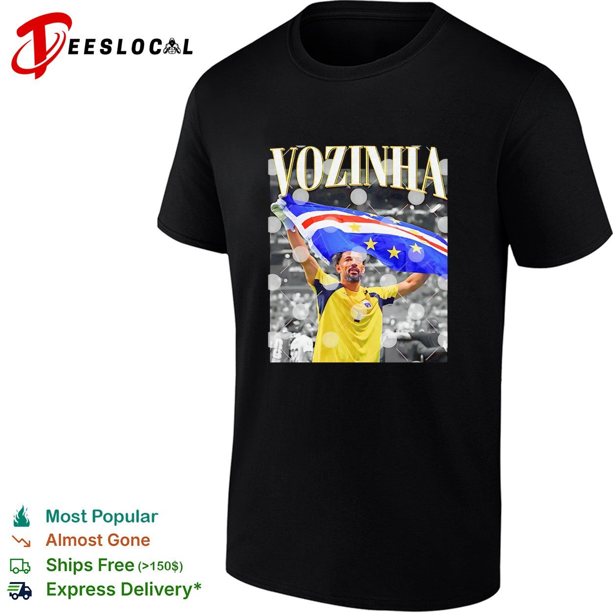 Vozinha Goalkeeper holding Cabo Verde flag at World Cup 2026 shirt