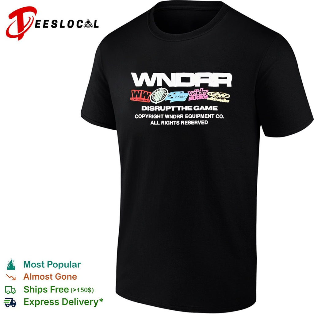 WNDRR Disrupt the Game equipment co sticker logos shirt