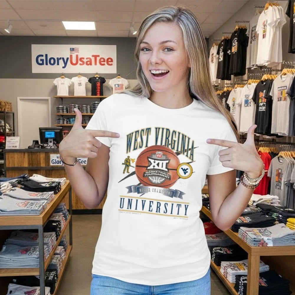 WVU West Virginia Mountaineers Women’s Basketball 2026 Big 12 Tournament Champions New Era Locker Room T-Shirt