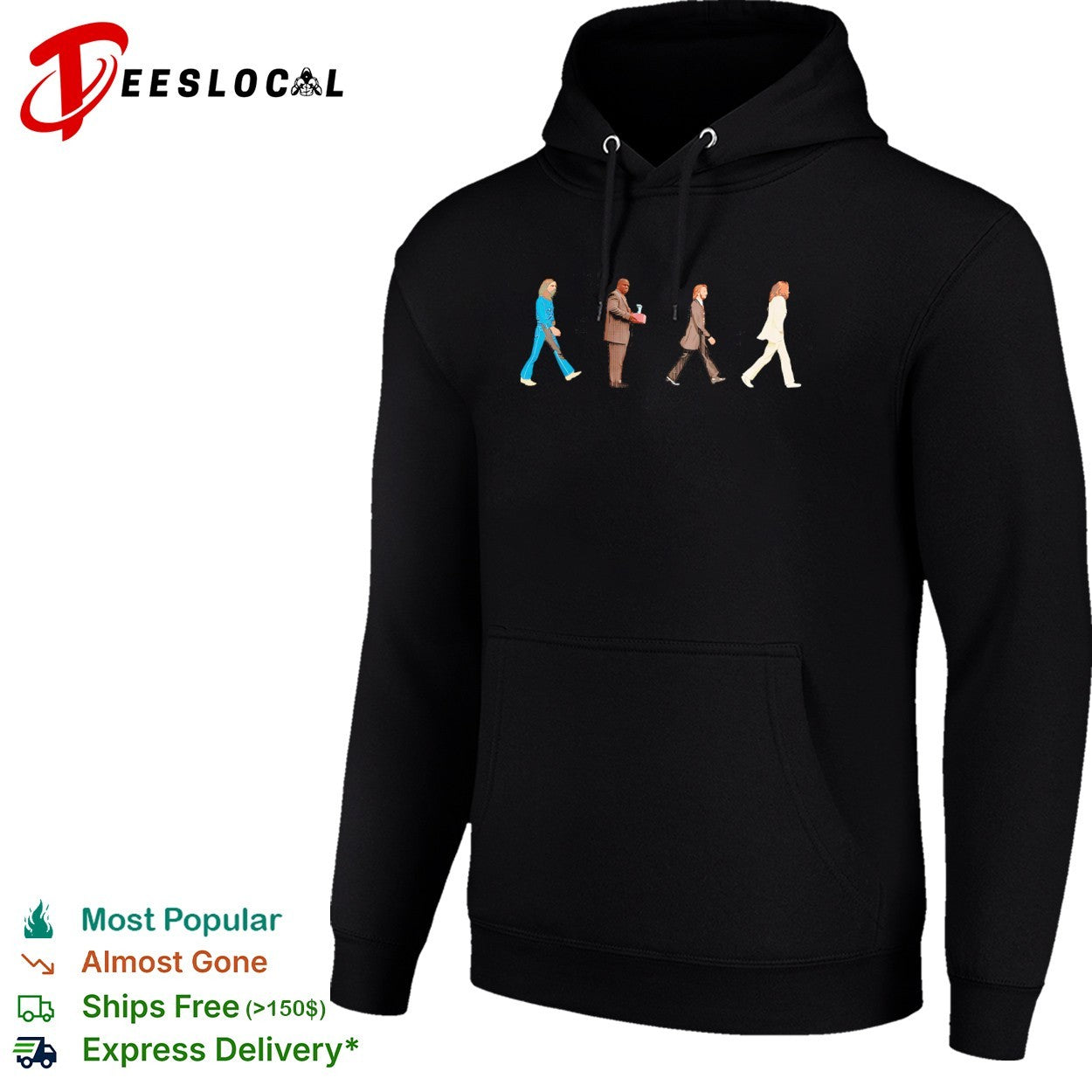 Walking across parody four people walking shirt