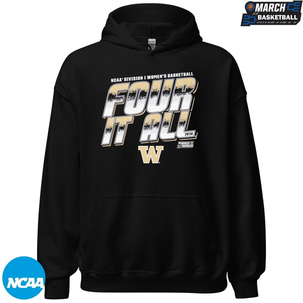 Washington Huskies Four It All NCAA Men’s Basketball March Madness 2026 T-shirts