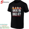 Where my dogs at hot dog characters July 4th American party shirt