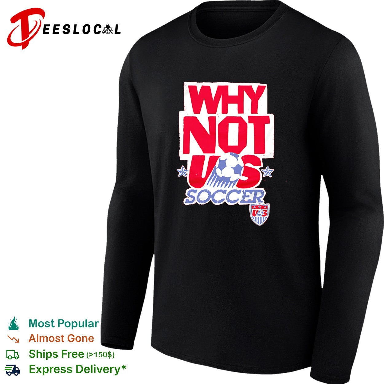 Why not US Soccer soccer ball in letters World Cup shirt