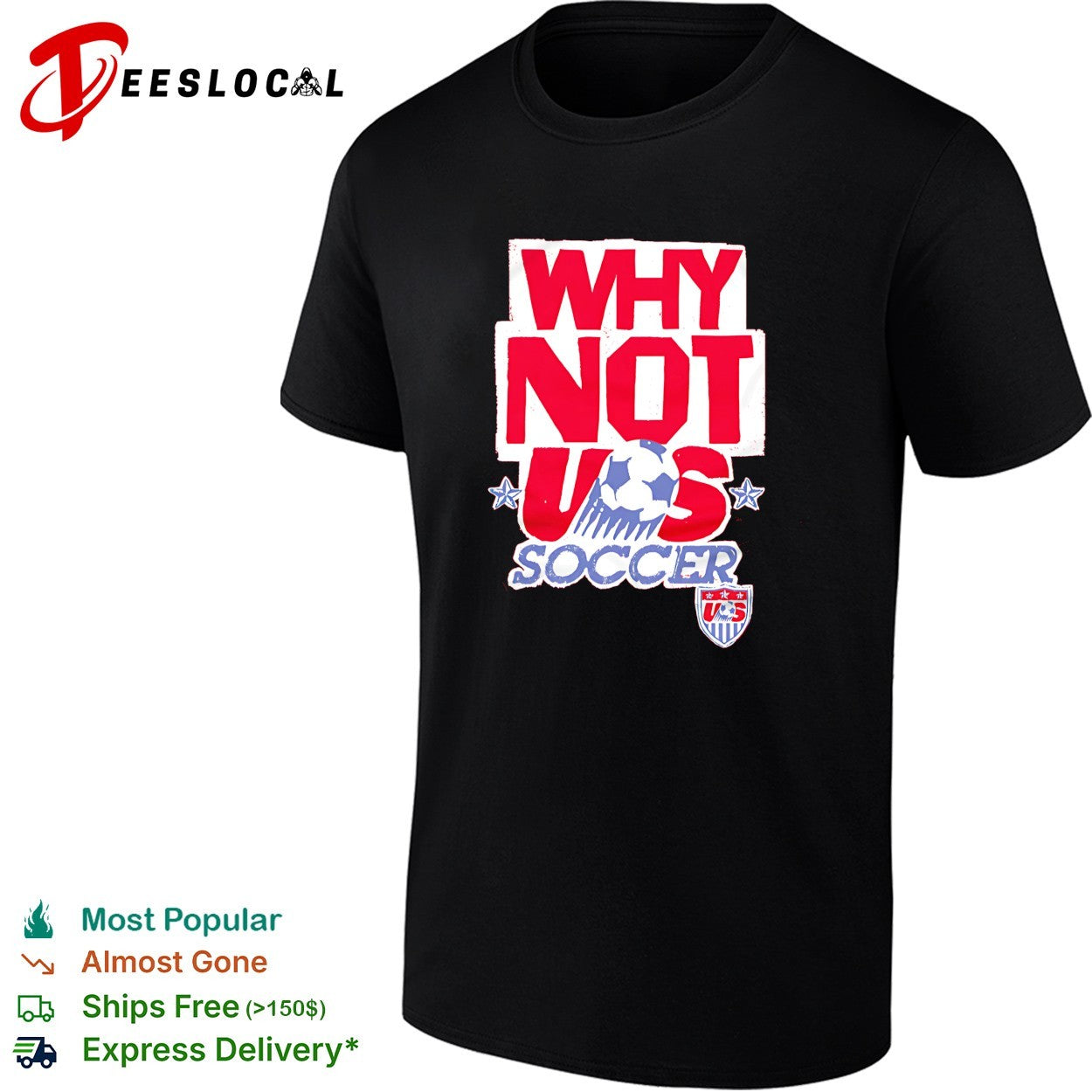 Why not US Soccer soccer ball in letters World Cup shirt
