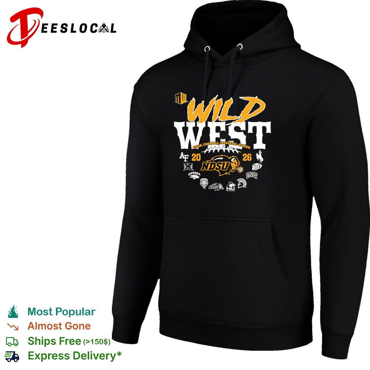 Wild West Bison Football Inaugural Season MW AF 20 26 NDSU Nevada Lobos NIU shirt