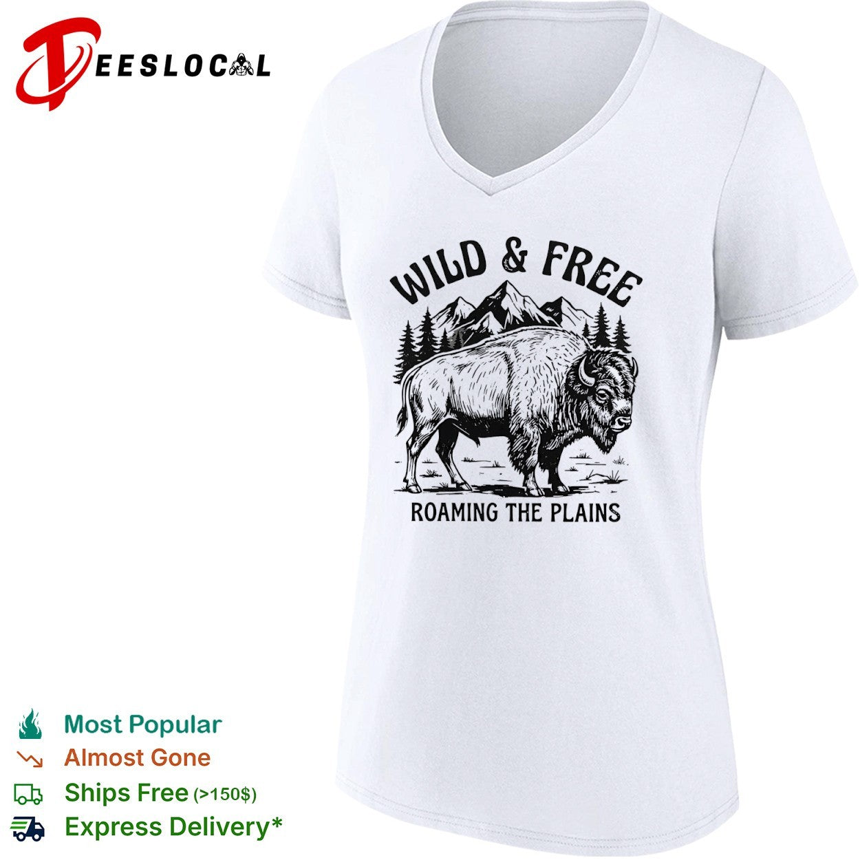 Wild and Free Roaming the Plains American Bison Mountain Nature Wildlife shirt