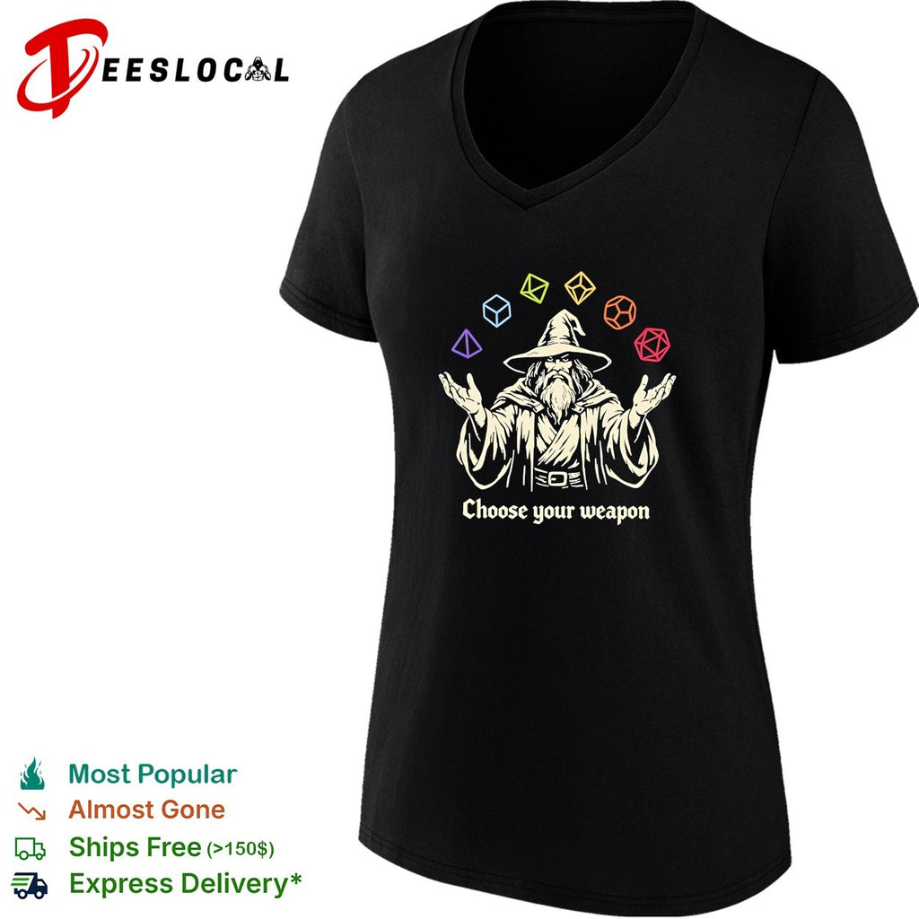 Wizard juggling DnD dice choose your weapon shirt