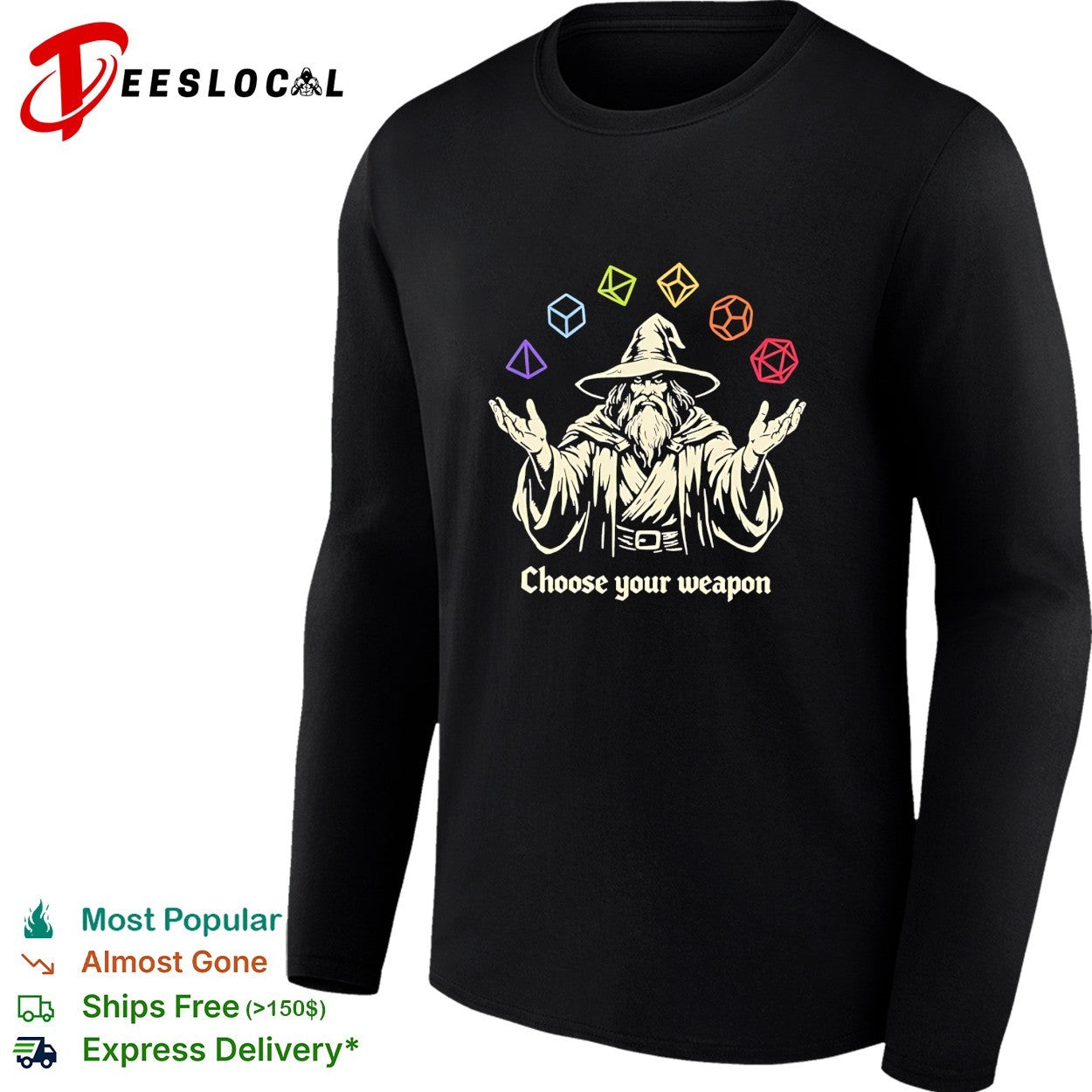 Wizard juggling DnD dice choose your weapon shirt