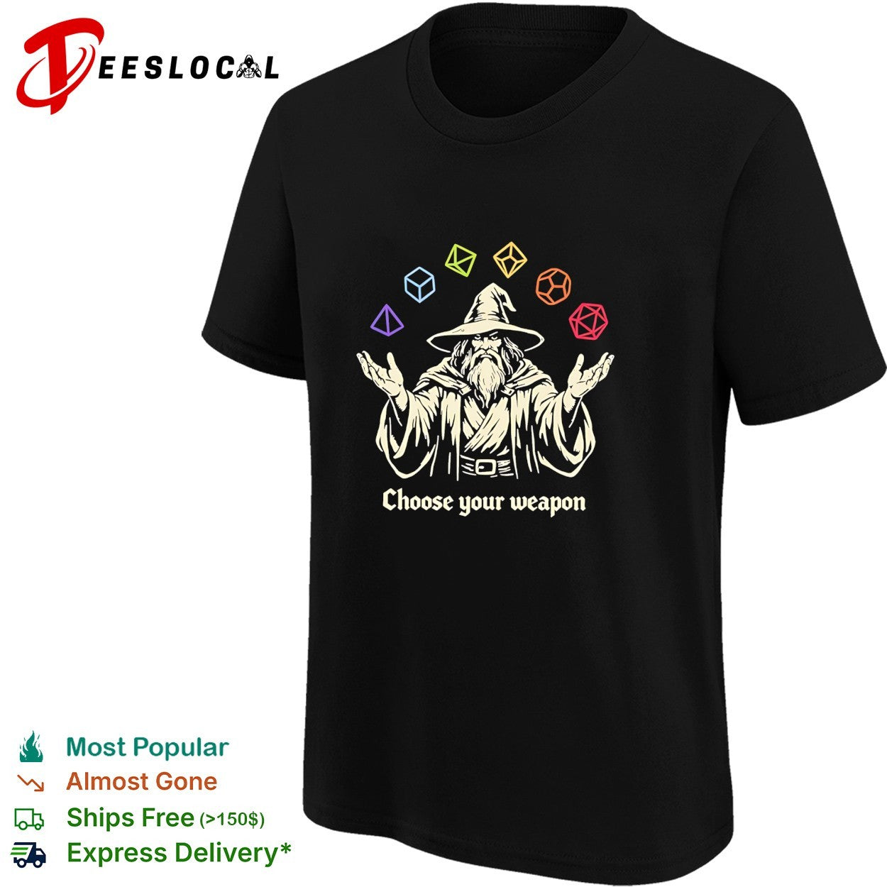 Wizard juggling DnD dice choose your weapon shirt