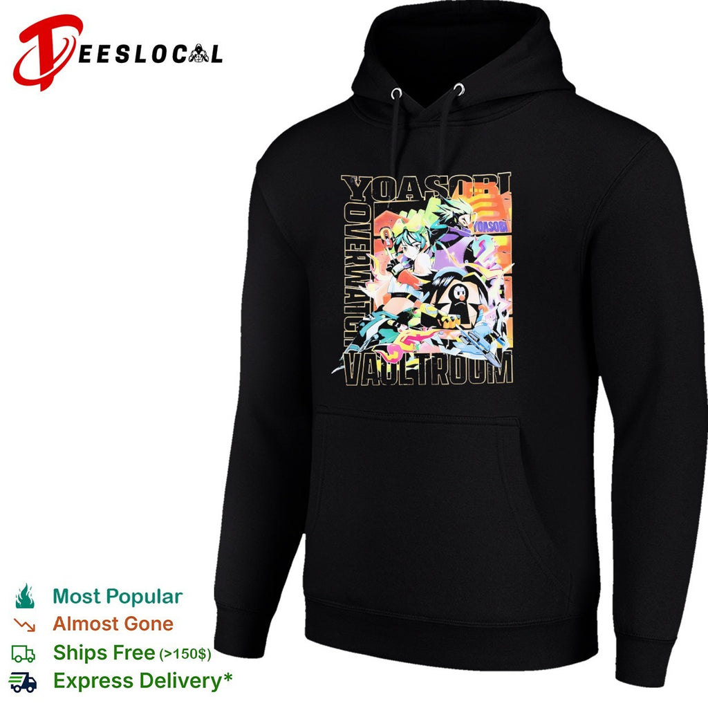 Yoasobi Overwatch Vaultroom Kiriko Genji and Pachimari Character Anime shirt