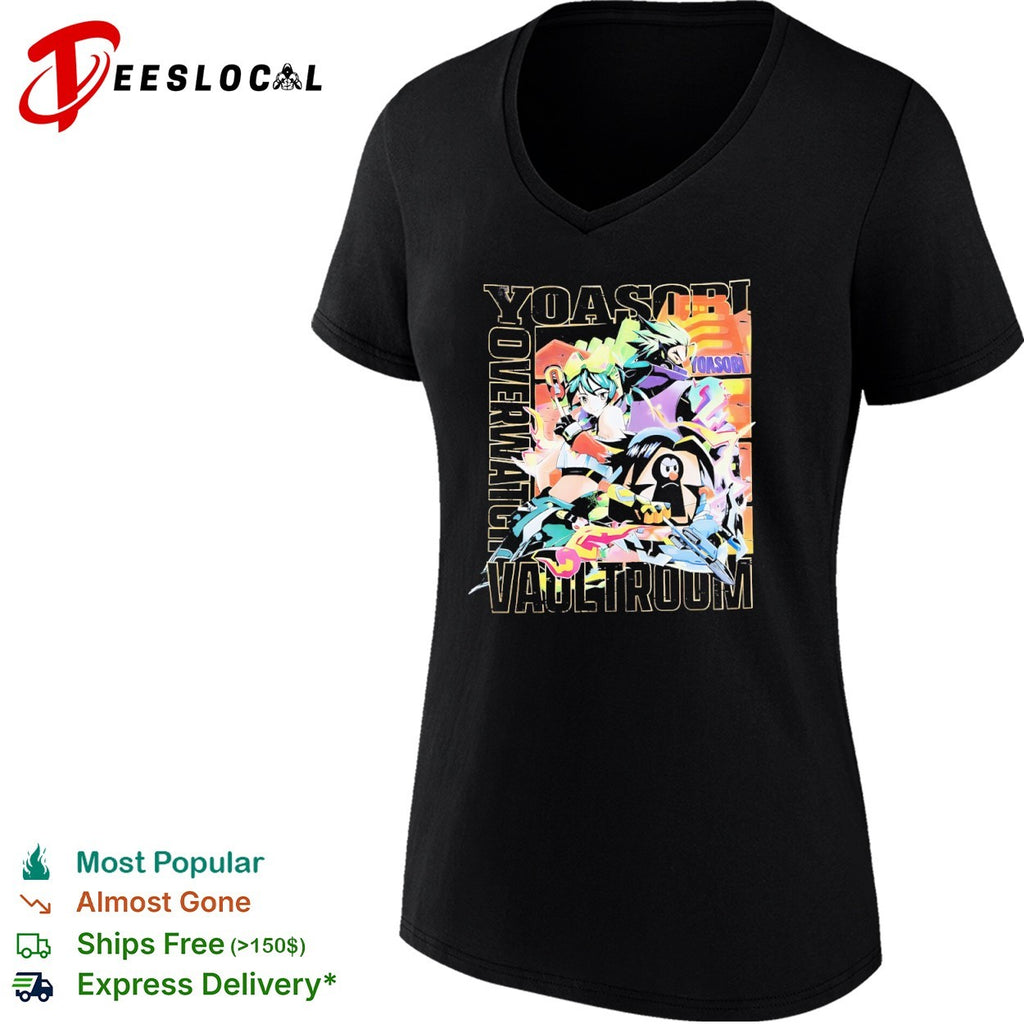 Yoasobi Overwatch Vaultroom Kiriko Genji and Pachimari Character Anime shirt