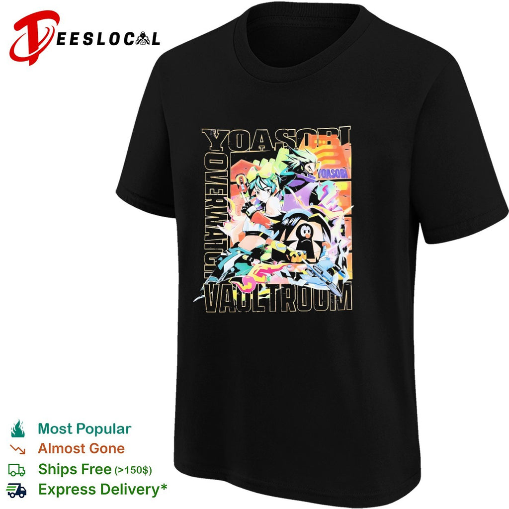 Yoasobi Overwatch Vaultroom Kiriko Genji and Pachimari Character Anime shirt
