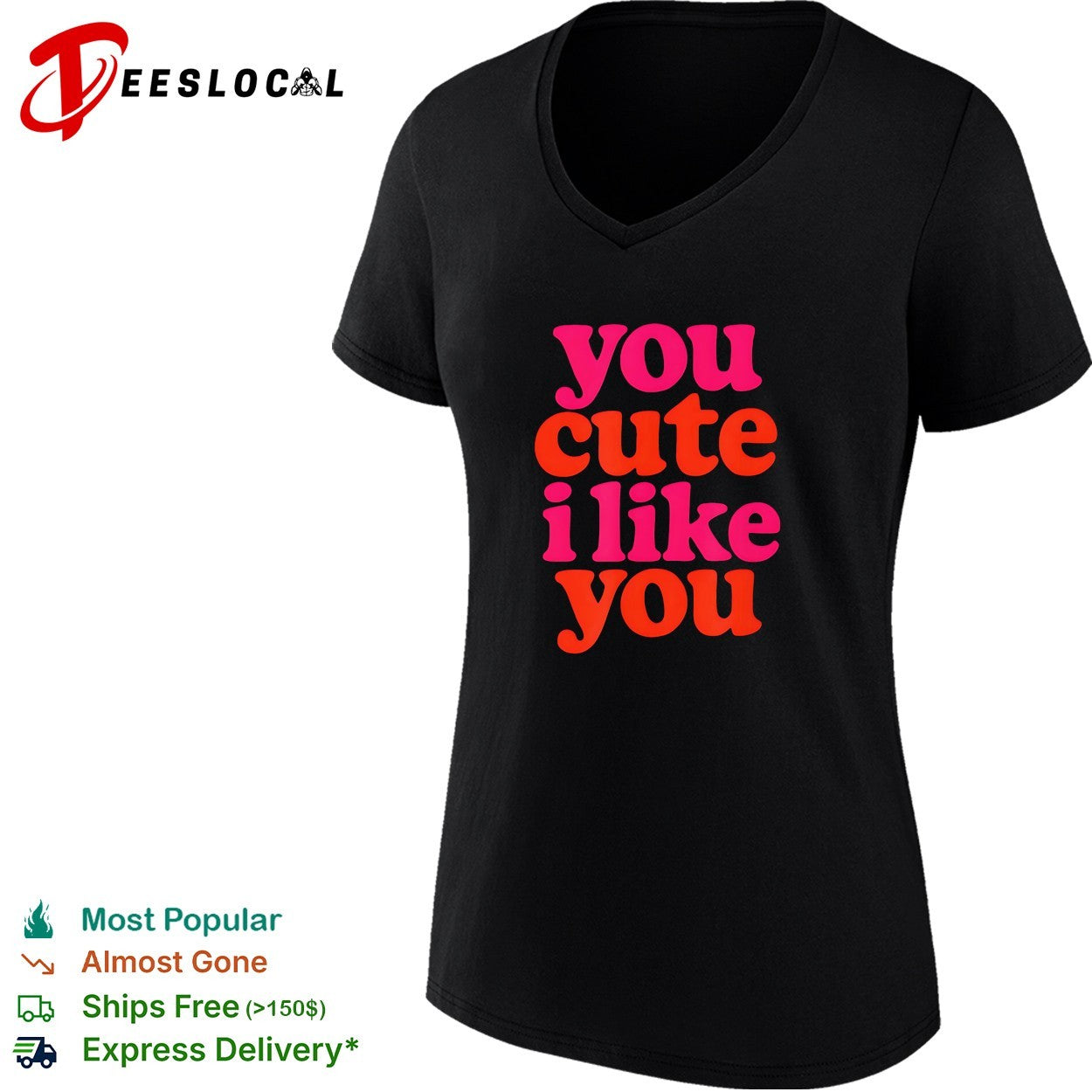 You cute I like you groovy retro text shirt