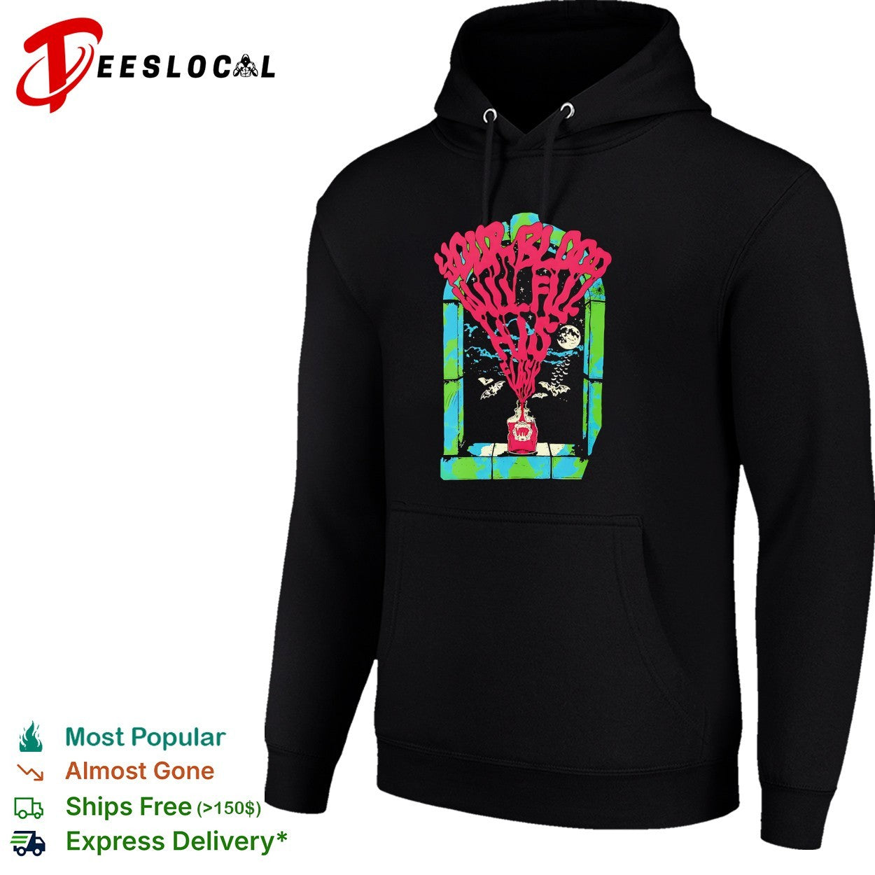 Your blood will fill his glass vampire bottle gothic bat shirt