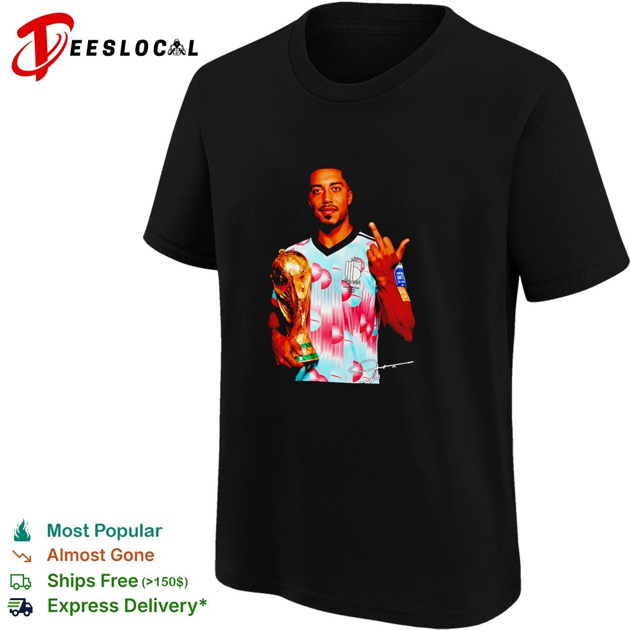 Youri Tielemans Belgium national football holding trophy middle finger shirt
