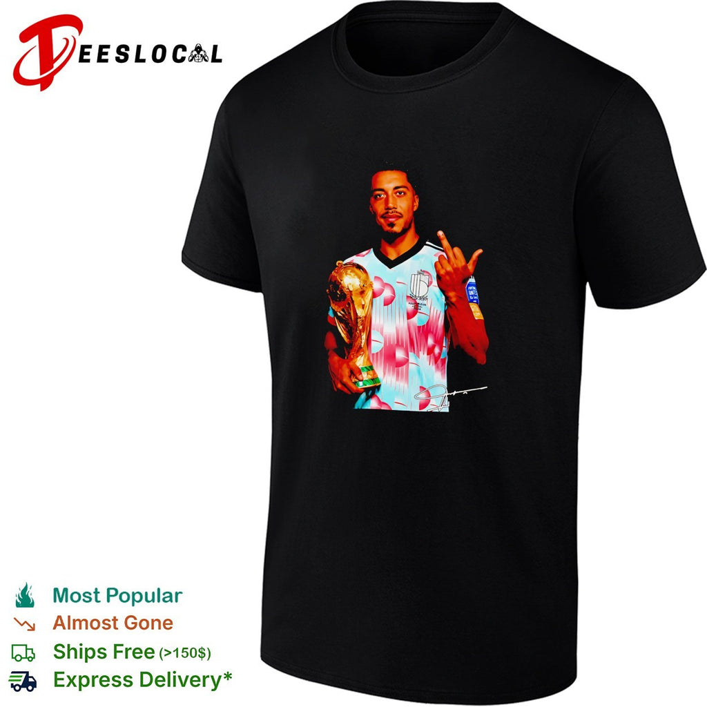 Youri Tielemans Belgium national football holding trophy middle finger shirt