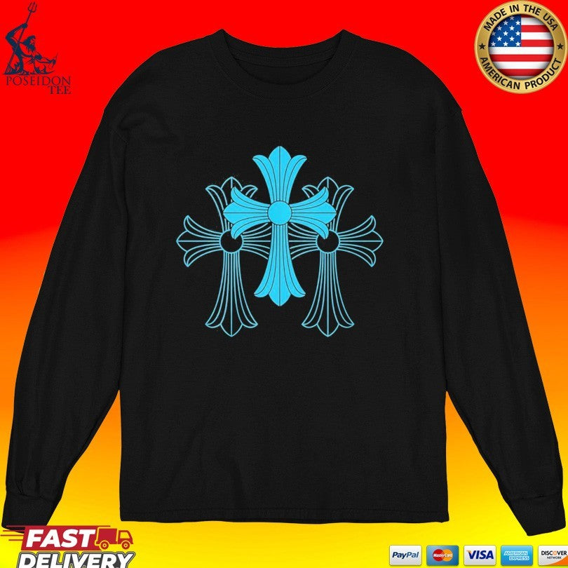 Blue And Black Chrome Heart T-shirt