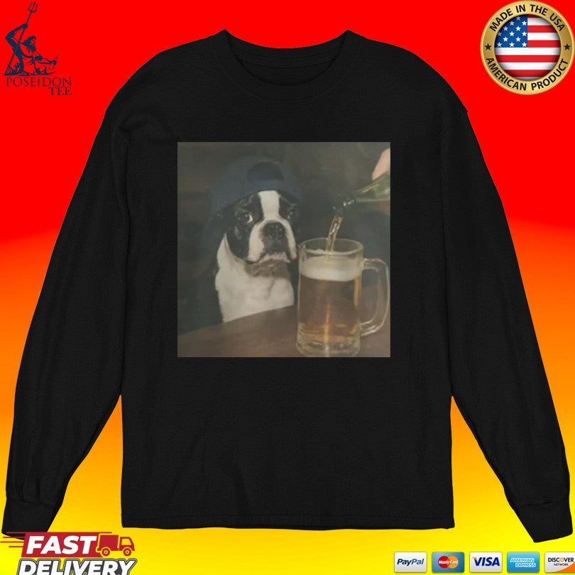Dylan Crews Boston Terrier Drinking Beer T-shirt