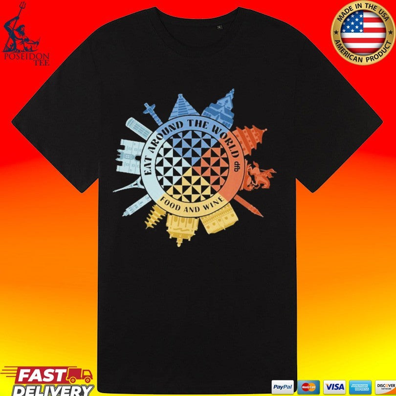 Eat Around The World Food & Wine Compass T-shirt
