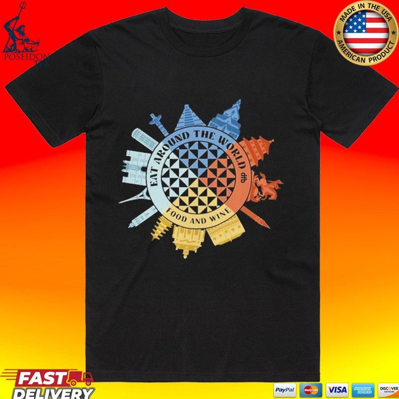 Eat Around The World Food & Wine Compass T-shirt