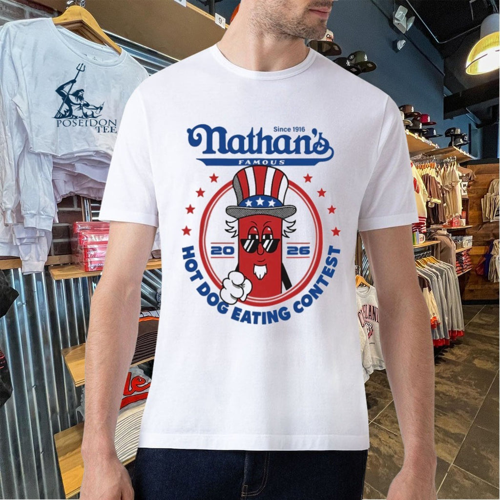 Joey Chestnut Wearing Since 1916 Nathan’s Famous Hot Dog Contest 2026 T-shirt