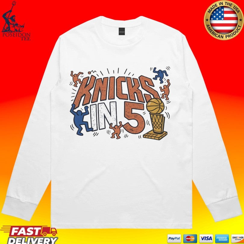 Knicks In 5 Ny Basketball Street Art Graphic T-shirt