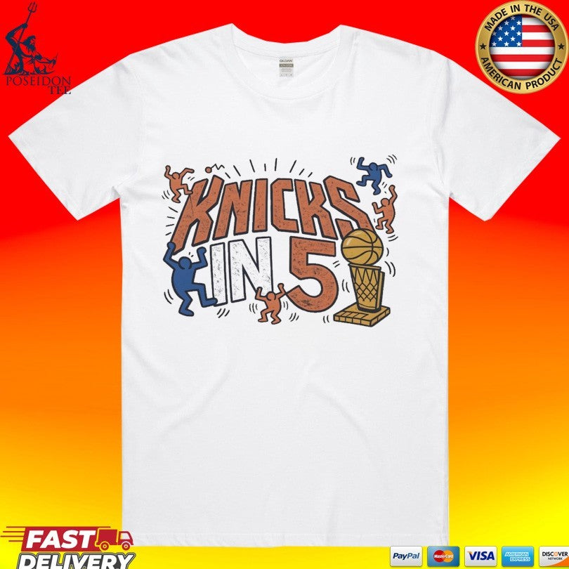 Knicks In 5 Ny Basketball Street Art Graphic T-shirt