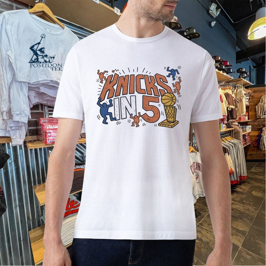 Knicks In 5 Ny Basketball Street Art Graphic T-shirt