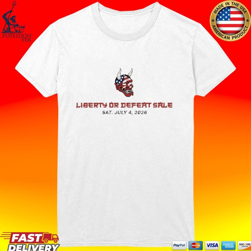Liberty Or Defeat American Flag Oni Mask July 4th Independence Day T-shirt