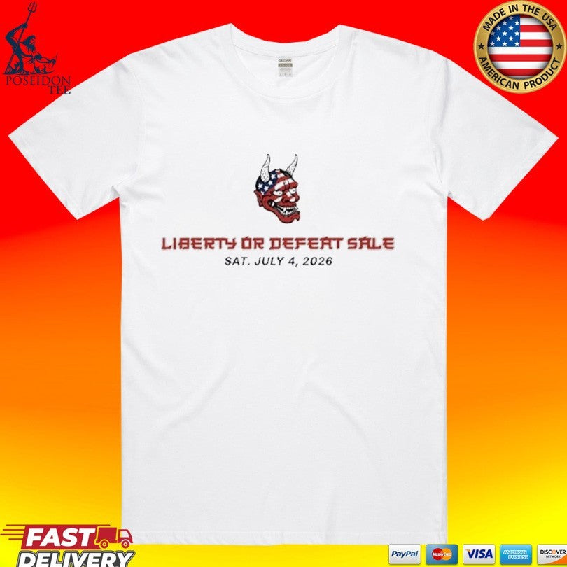 Liberty Or Defeat American Flag Oni Mask July 4th Independence Day T-shirt