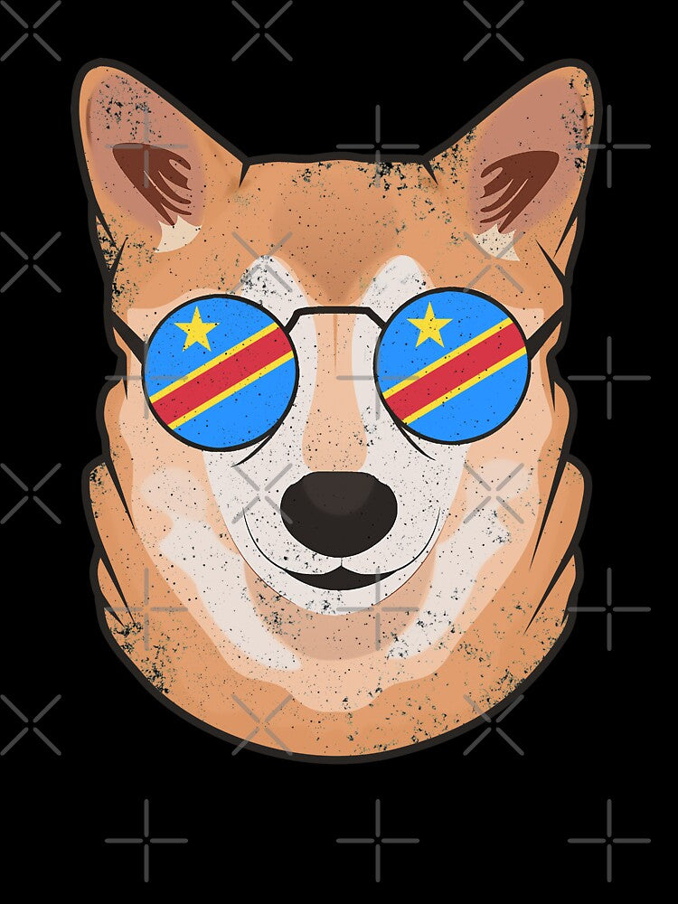Vintage Patriotic Shiba Inu Congolese Flag by feether-store