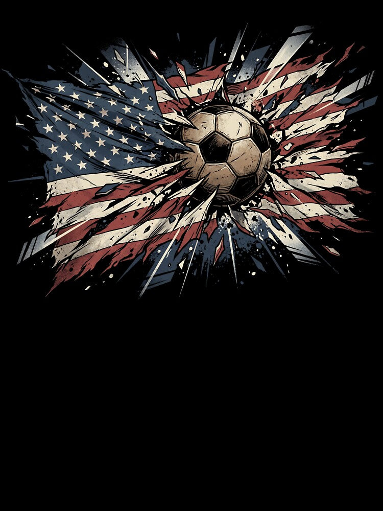 USA Soccer Ball Explosive American Flag Art by TeNovaStudio
