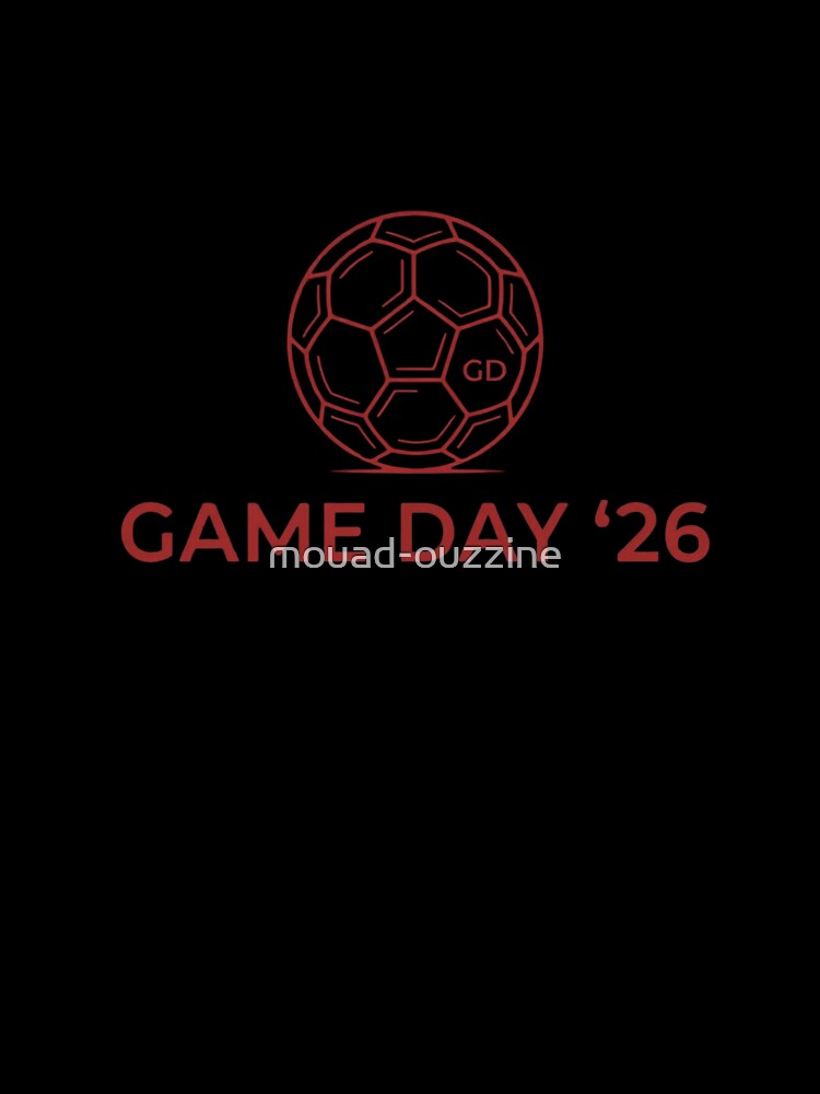 Minimalist Soccer Ball Line Art – Game Day Red & Black T-Shirt Design by mouad-ouzzine