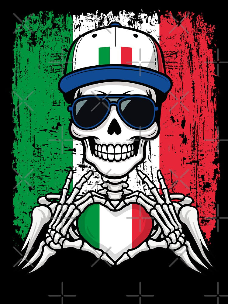 Italian Pride Skeleton Art - Italy Football & Forza Azzurri Tee by Colorful Designs
