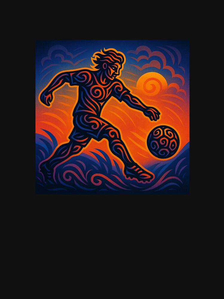 Tribal Soccer Spirit – Neon Sunset Kick by LeatherbeardArt
