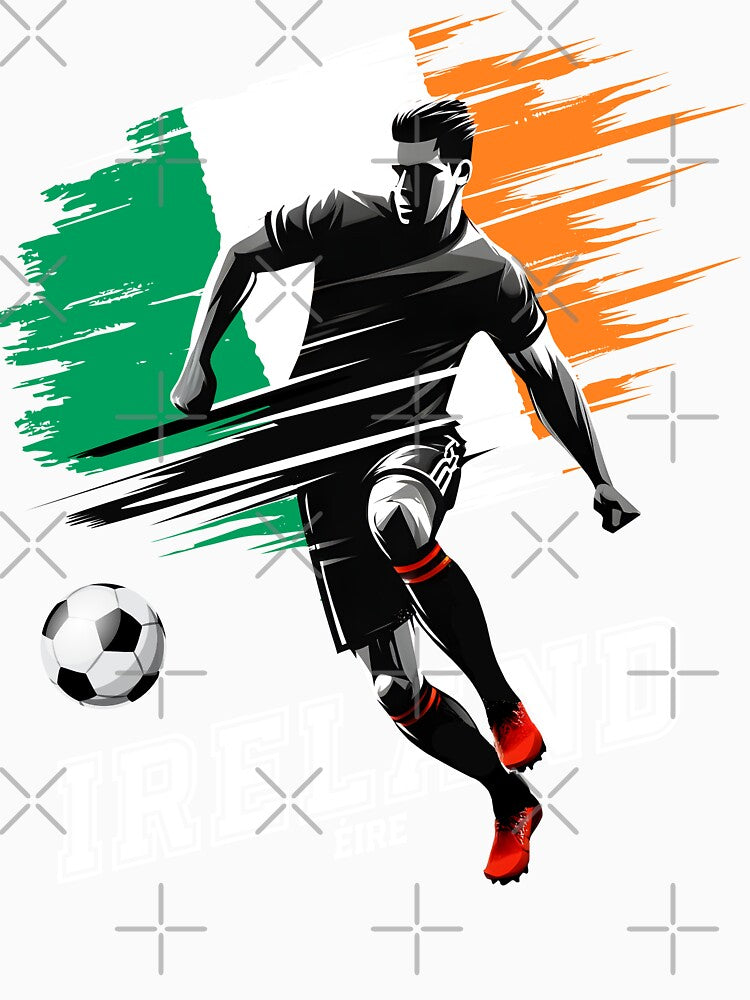 Football Soccer Ireland Irish Flag Player Grunge Silhouette by Infinitee8hirts
