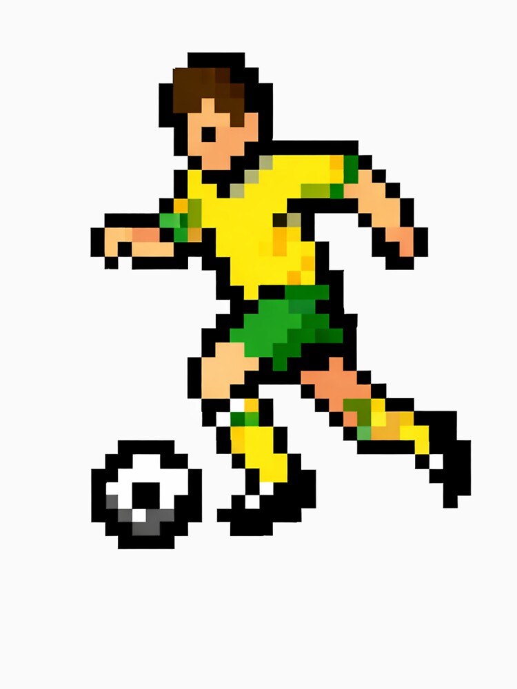 Pixel Soccer Player Dribbling – Yellow & Green Retro 8-Bit Football by Is It Soccer Or Football